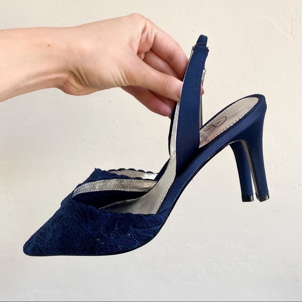 NEW Adrianna Papell Navy Lace Hallie Slingback Heels - Picture 3 of 7